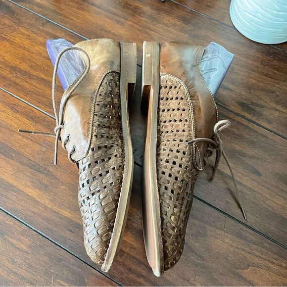 SESTO MEUCCI Made‎ in Italy brown Woven Leather lace up oxford shoes size 6.5M - Picture 4 of 8